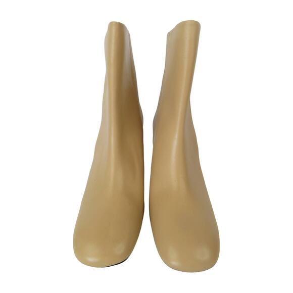 New ZARA Tan Leather Back Zip Square Toe Heeled Ankle Boots Womens 10 EU 41 - Picture 2 of 11